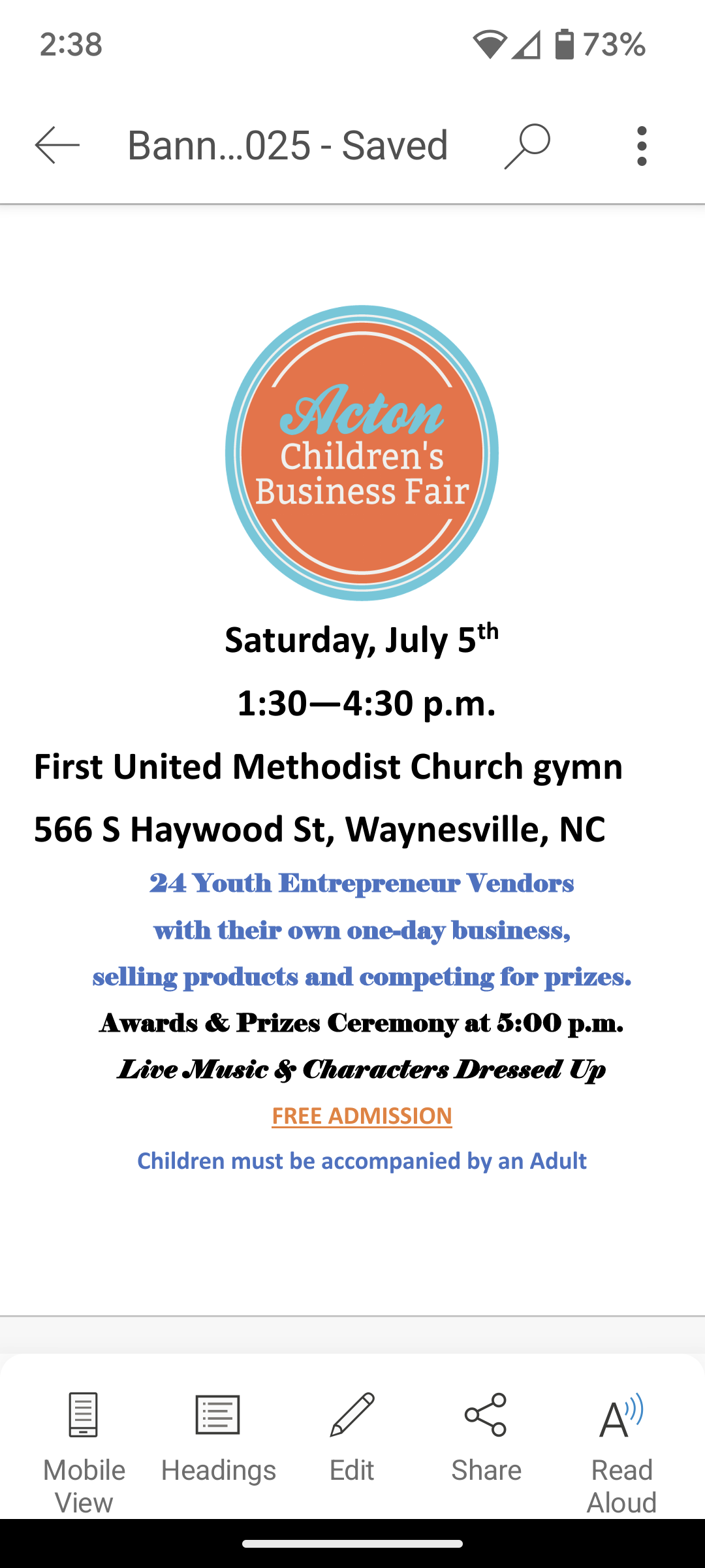 Acton Children's Business Fair Waynesville,North Carolina event image